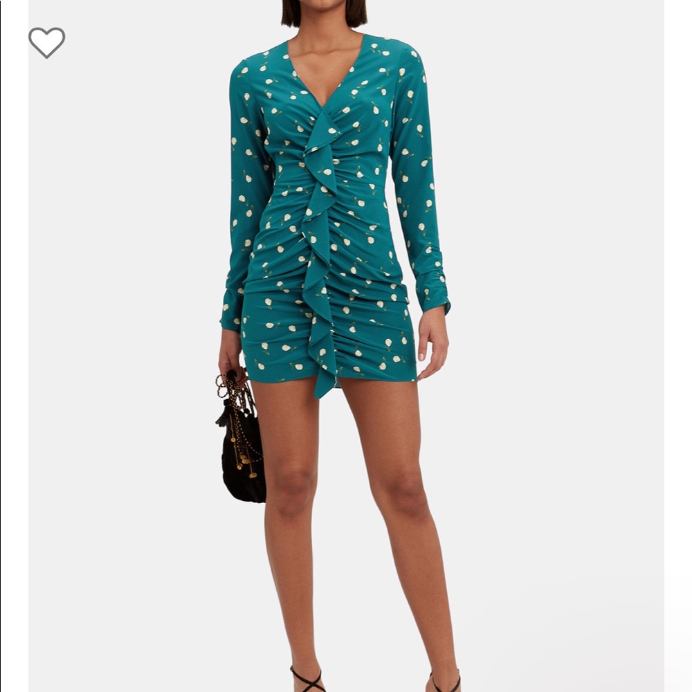 Intermix long sleeve ruffle front mini dress